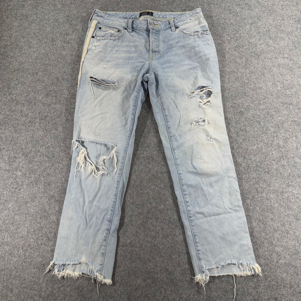 Abercrombie & Fitch Ames Low‎ Rise Slim Boyfriend Distressed Jeans Light Wash 26